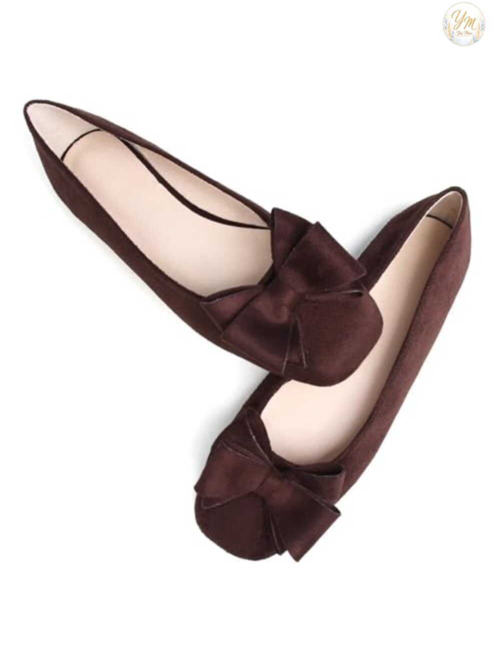 Suede Square Toe Bow Slip-On Flats Comfortable Casual Dress Shoes